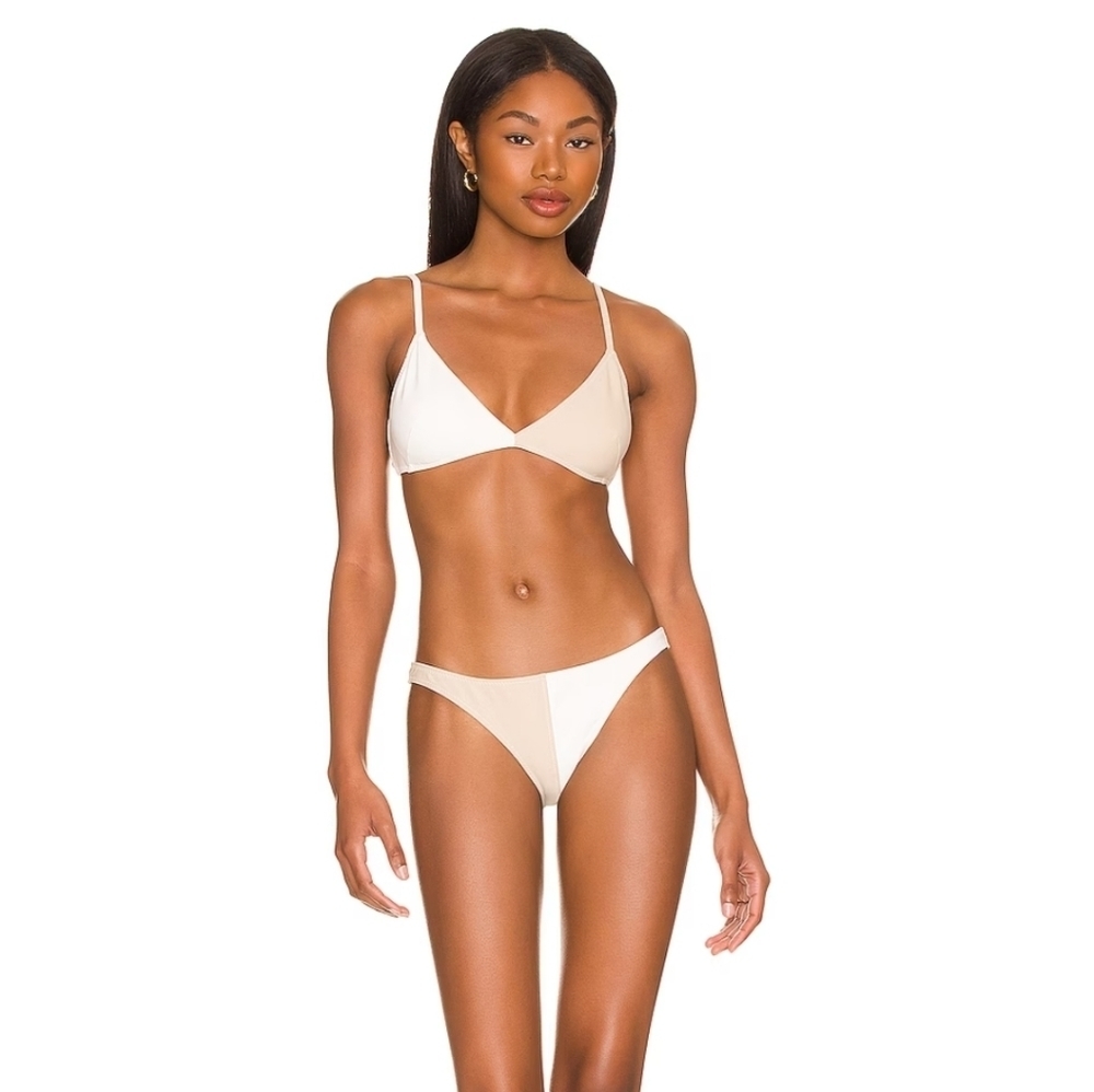 MATTHEW BRUCH Kimmie Colorblock Bikini Set Cream & Oatmeal Scuba Size 4 US L